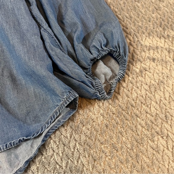 Old Navy women’s blue denim-look super soft flowy long bell sleeve tunic medium - Picture 4 of 11